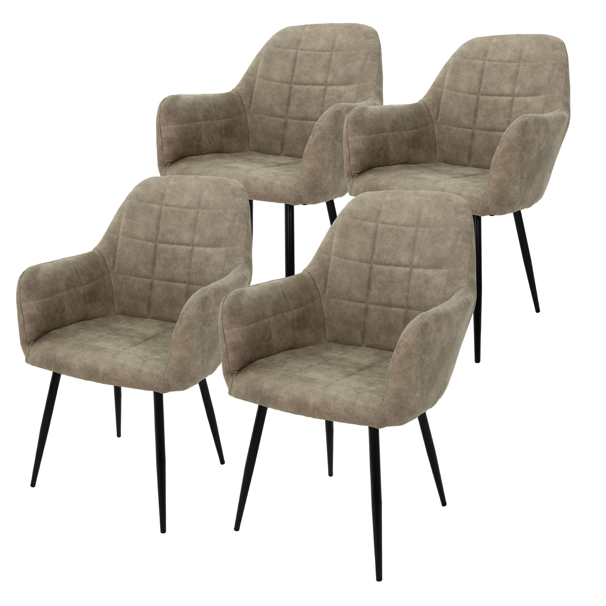 SADA 4 jídelních židlí Olive z umělé kůže - černá/olivově zelená, kov/textil (58/83/43cm) - ECD-Germany