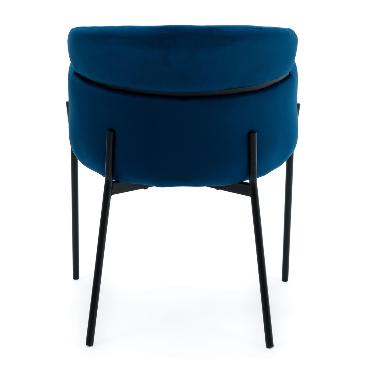 STUHL BOLZANO gepolsterter mit Steppung - dunkelblau - Samt Velour - Blau/Schwarz, Textil/Metall (62/80/61cm) - NEW HOME