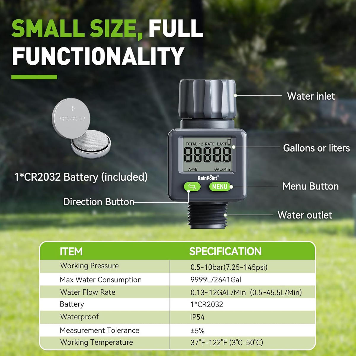 BEWÄSSERUNGSREGLER Wasserzähler mit 4 Modis, 180° drehbar - Grau, Kunststoff (13/6/6cm) - Weltevree