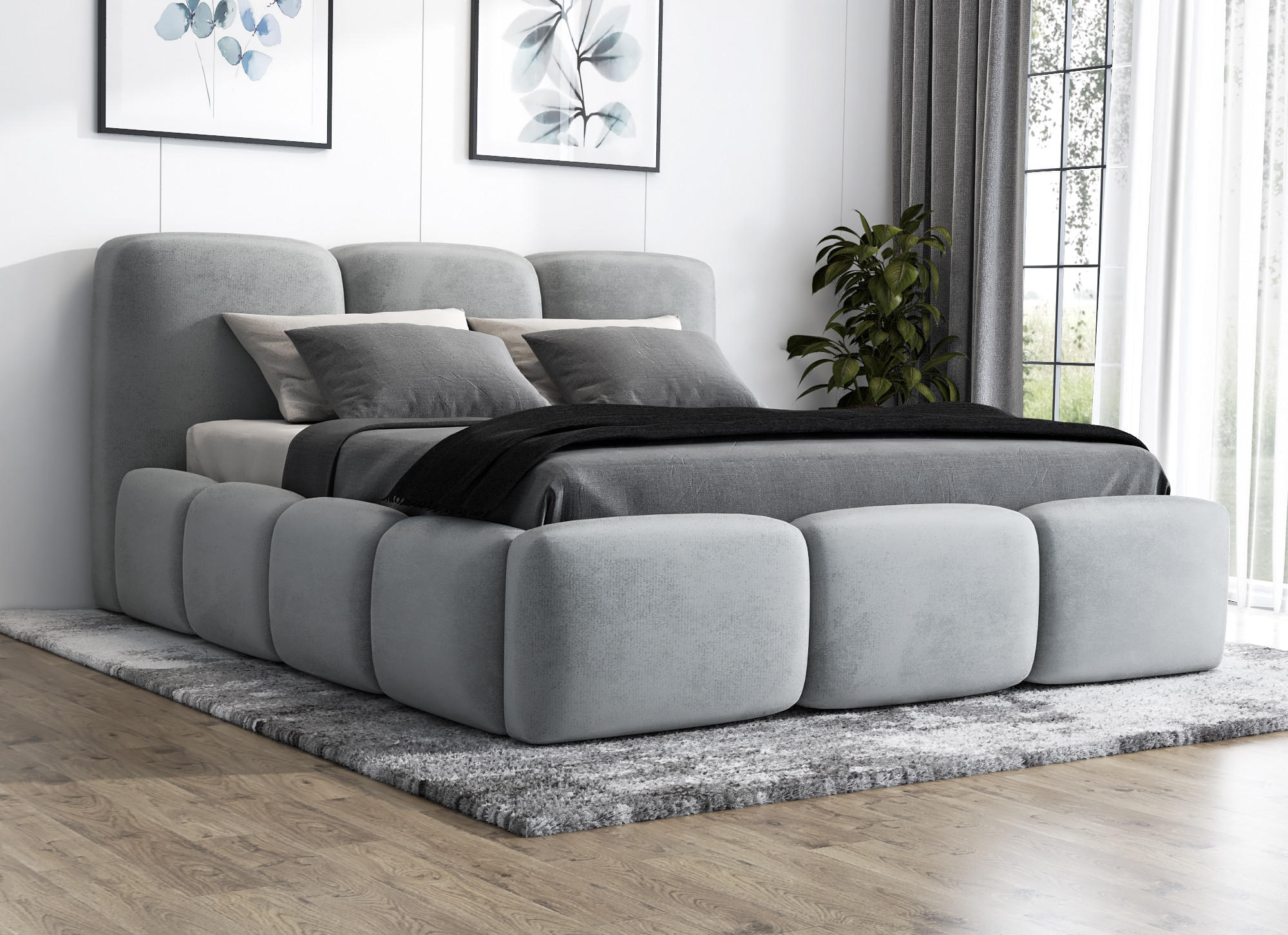 POLSTERBETT STAR 140x200 Hellgrau - Hellgrau, Textil (140/200cm) - A&J MöbelLand