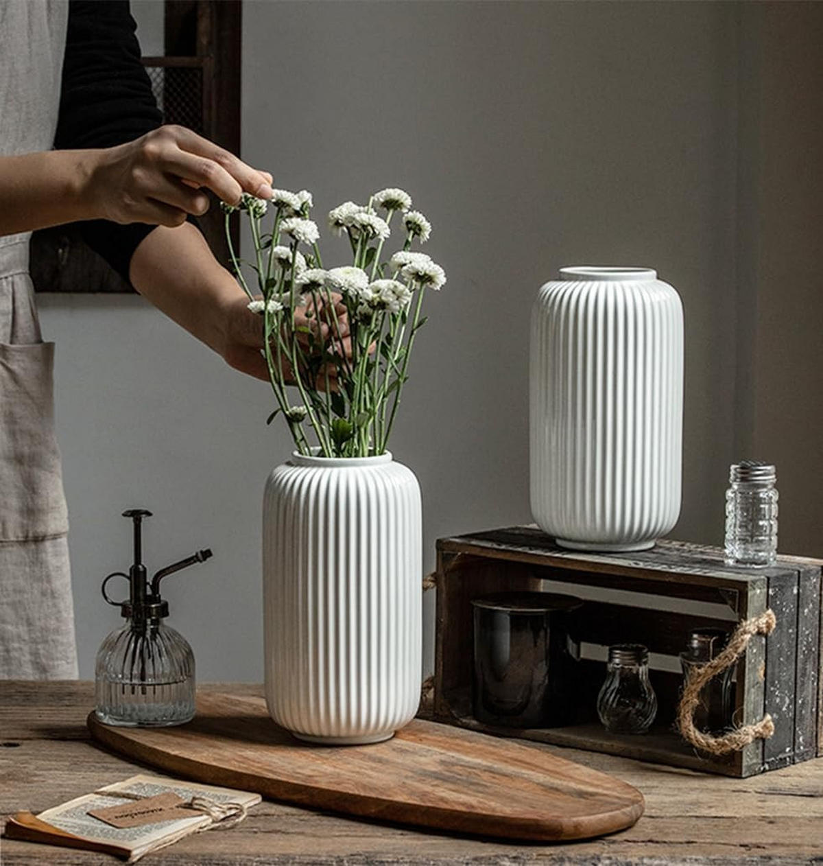 VASE 7.5 x 7.5 x 20 cm Kunststoff - Weiß, Keramik (20cm) - LIBRATON