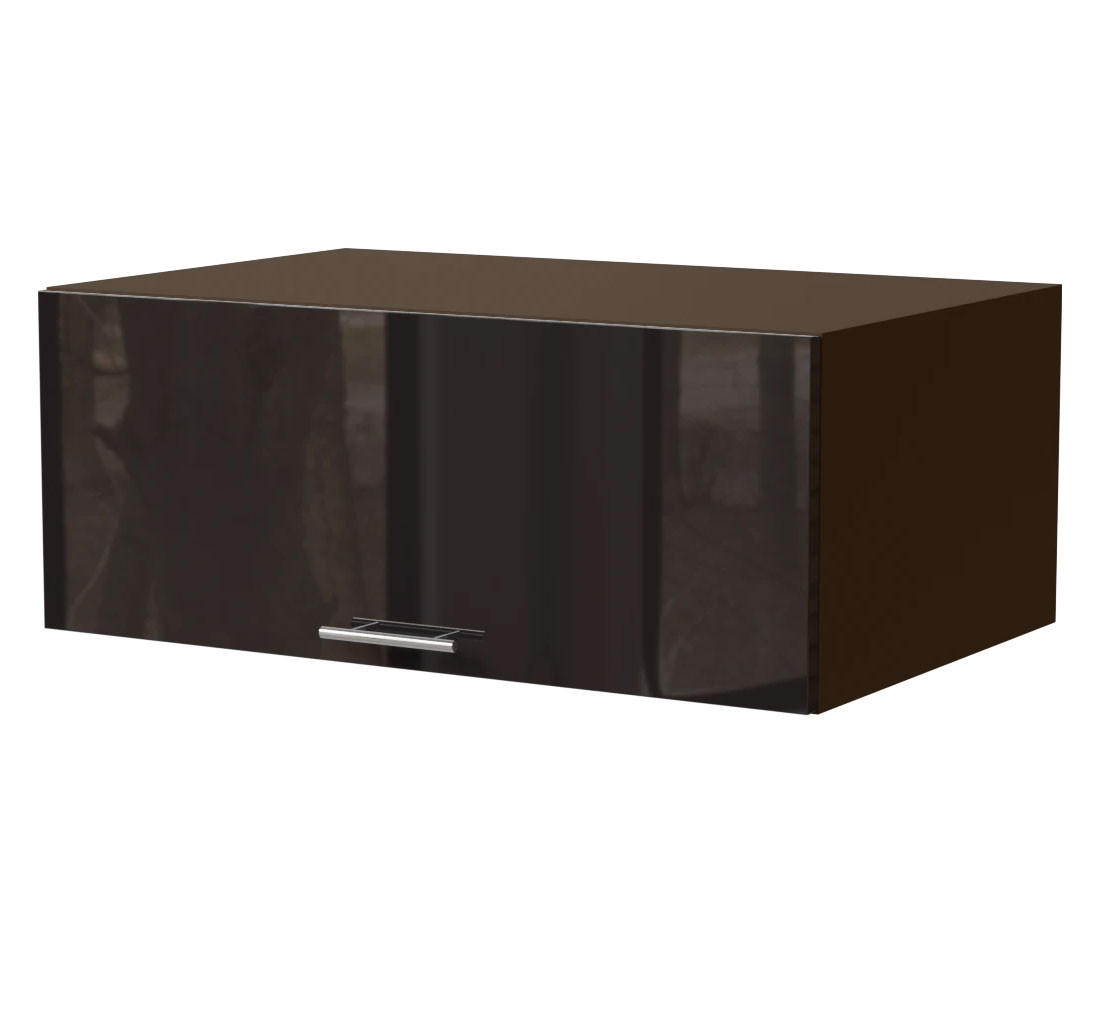 Feldmann-Wohnen Aufsatzschrank Schwarz Hochglanz, Dunkelgrau 90x36x59 cm