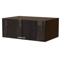 AUFSATZSCHRANK Essen W6B/90 Schwarz Hochglanz / Lava Matt 90 / 59 / 36cm - Schwarz Hochglanz/Dunkelgrau, Holz/Holzwerkstoff (90/36/59cm) - Feldmann-Wohnen