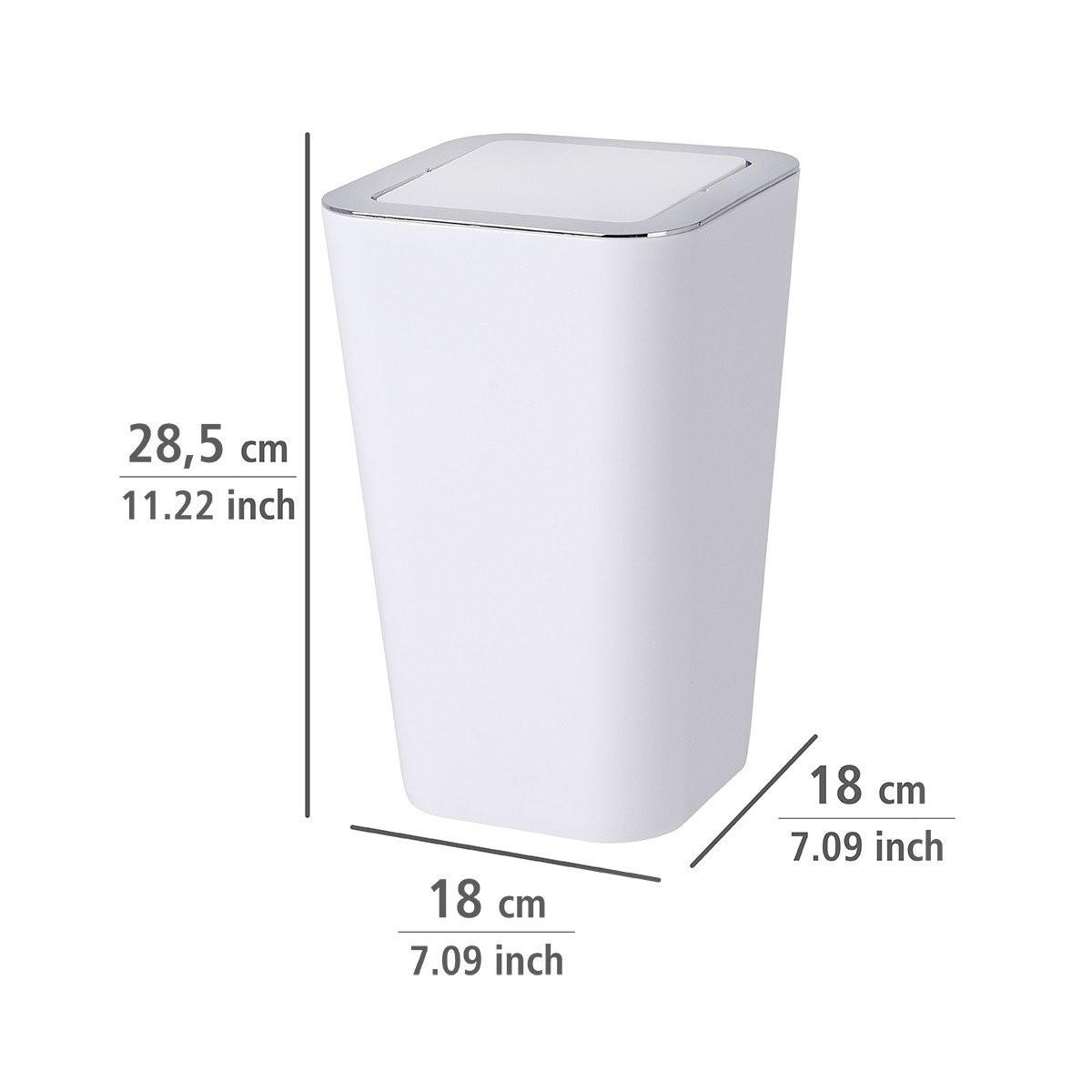 ABFALLBEHÄLTER Candy White 6 l 18/18/29 cm - Weiß, Kunststoff (18/29/18cm) - Wenko