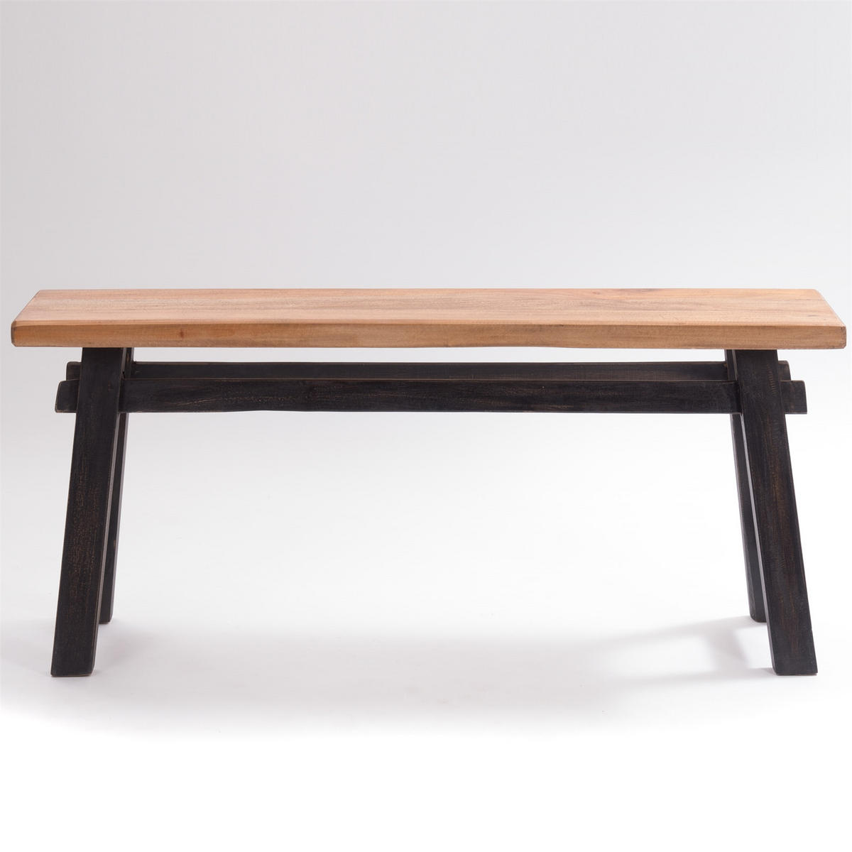 SITZBANK East 118 Mahagoni Recyclingholz massiv 04 schwarz-natur - Graubraun, Holz (118/53/28cm) - DESIGN DELIGHTS