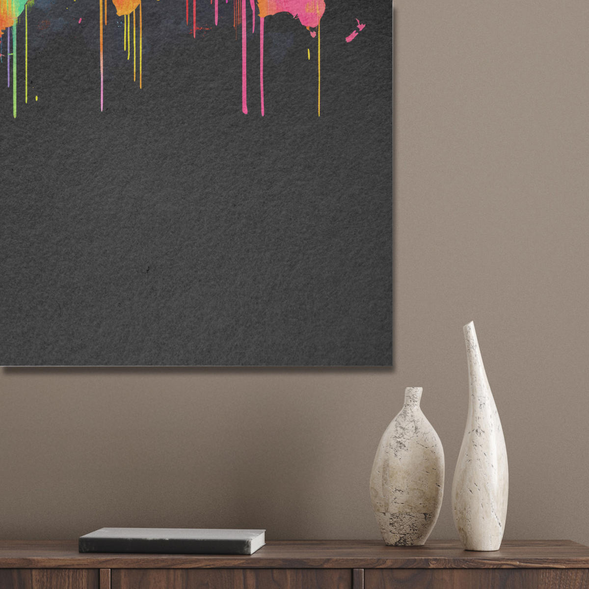 AKUSTIKBILD Weltkarte - Farbe - Bunt - Graffiti - Welt Wanddeko 60x90 cm - Multicolor, Kunststoff (60/90/0.9cm) - MuchoWow