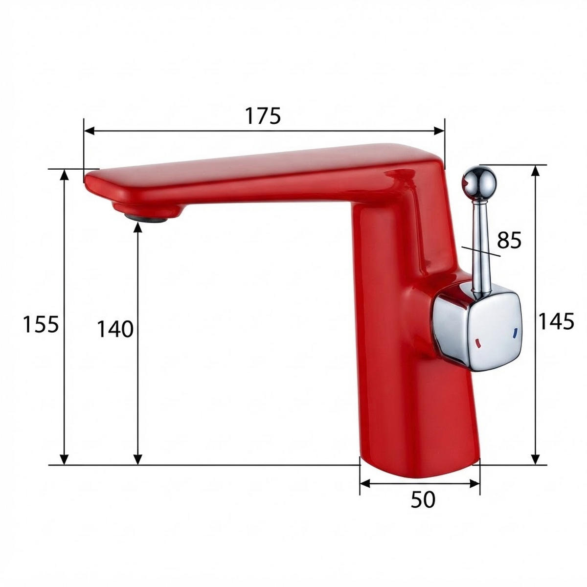 BADEZIMMERARMATUR, 17,5 x 15,5 cm, rot. - Rot, Metall (26/12/22cm) - Vallsero