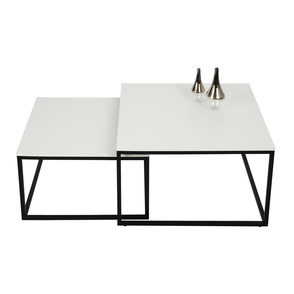 COUCHTISCH 2er Set quadratisch weiß - Weiß, Holzwerkstoff (70/70/42cm) - Home Collective