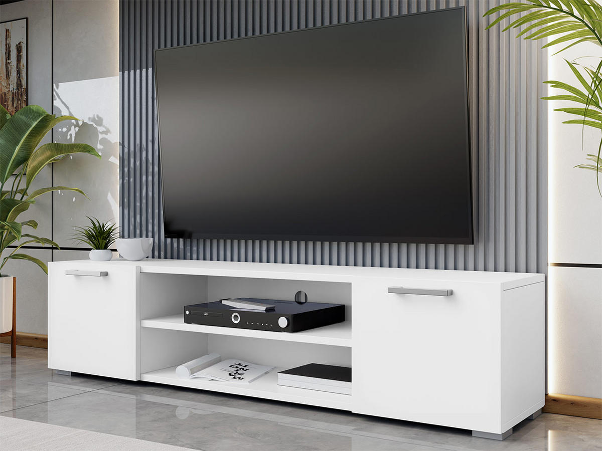 TV-ELEMENT Gimren 2D - Hellgrau/Weiß, Holzwerkstoff/Kunststoff (156/36/35cm) - MIRJAN24