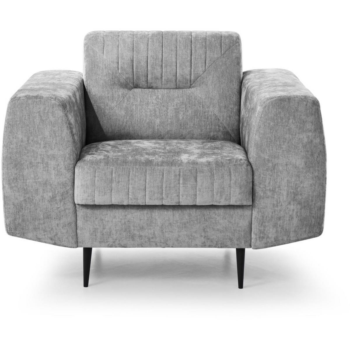 SITZGARNITUR Venezia mit Metallbeinen, hellgrau - Hellgrau/Schwarz, Holzwerkstoff/Metall (233/85/94cm) - Beautysofa
