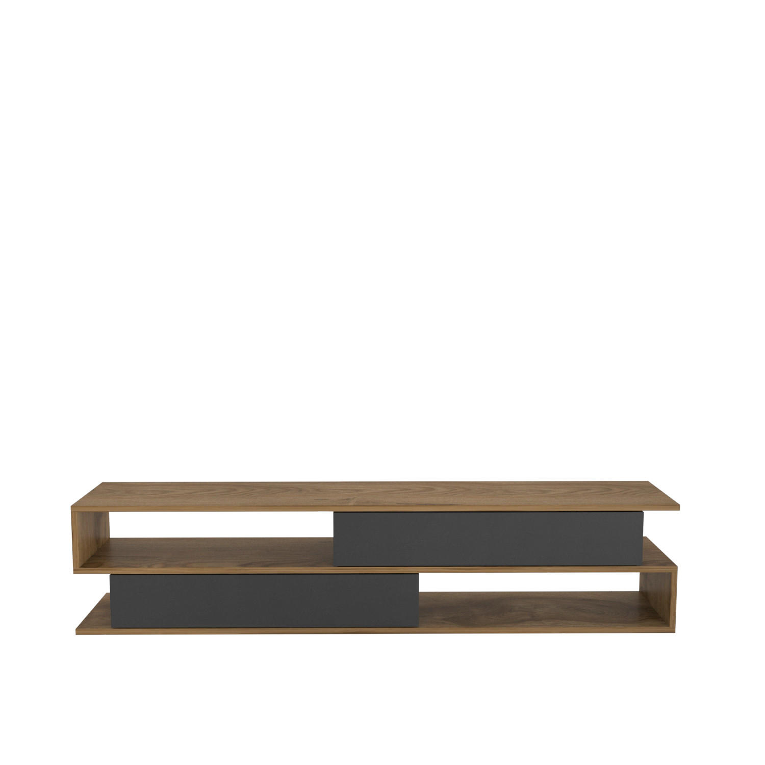 TV-ELEMENT Walnussbraun Schwarz - Walnussfarben/Schwarz, Holzwerkstoff (160/40/35cm) - Decorotika