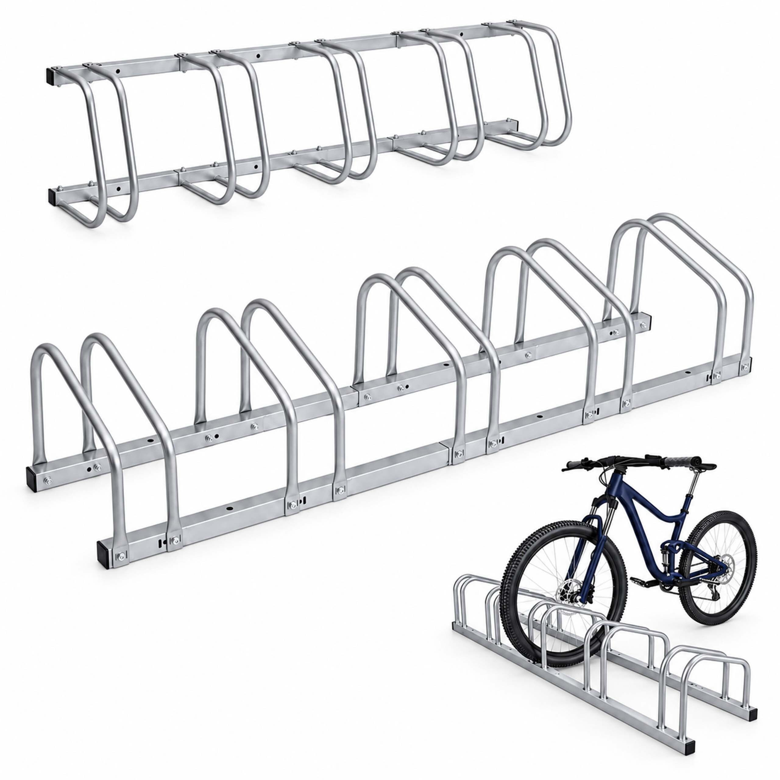Relaxdays Fahrradständer Silber 132.5x26x31.5 cm