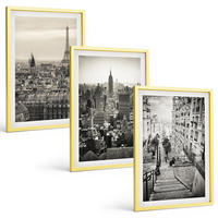 BILDER SET 3er Set - 40x60 cm Goldrahmen - Aussicht Paris New York Treppen - Goldfarben, Kunststoff (40/60cm) - TULUP