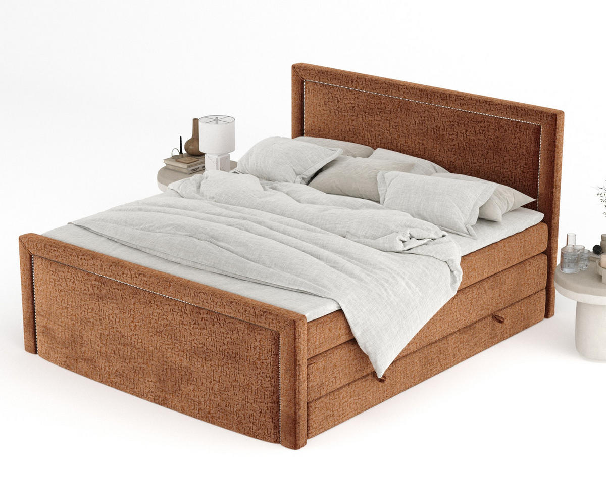 BOXSPRINGBETT Lavenda Kupferfarbe 180/200 cm - Schwarz/Kupferfarben, Holz/Holzwerkstoff (180/200cm) - Maison de Reve