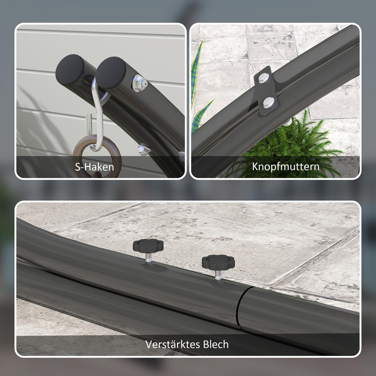 GESTELL für Hängesessel in C-Form Metall - Schwarz, Metall (154/134/221cm) - Outsunny