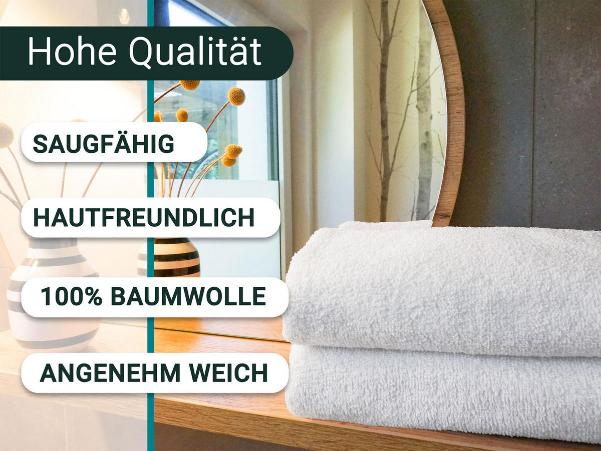 HANDTÜCHER, 10er-Set, 50x100 cm, 100% Baumwolle, Weiß - Weiß, Textil (50/100cm) - Zollner