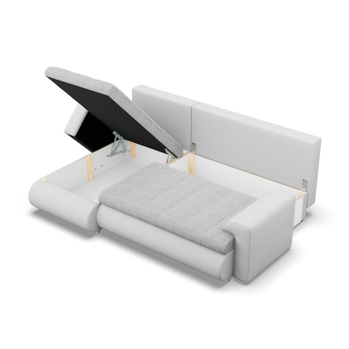 ECKSOFA LINKS MIT SCHLAFFUNKTION FORESTA, Grau + Grau - Hellgrau/Grau, Textil (230/159cm) - Mebligo