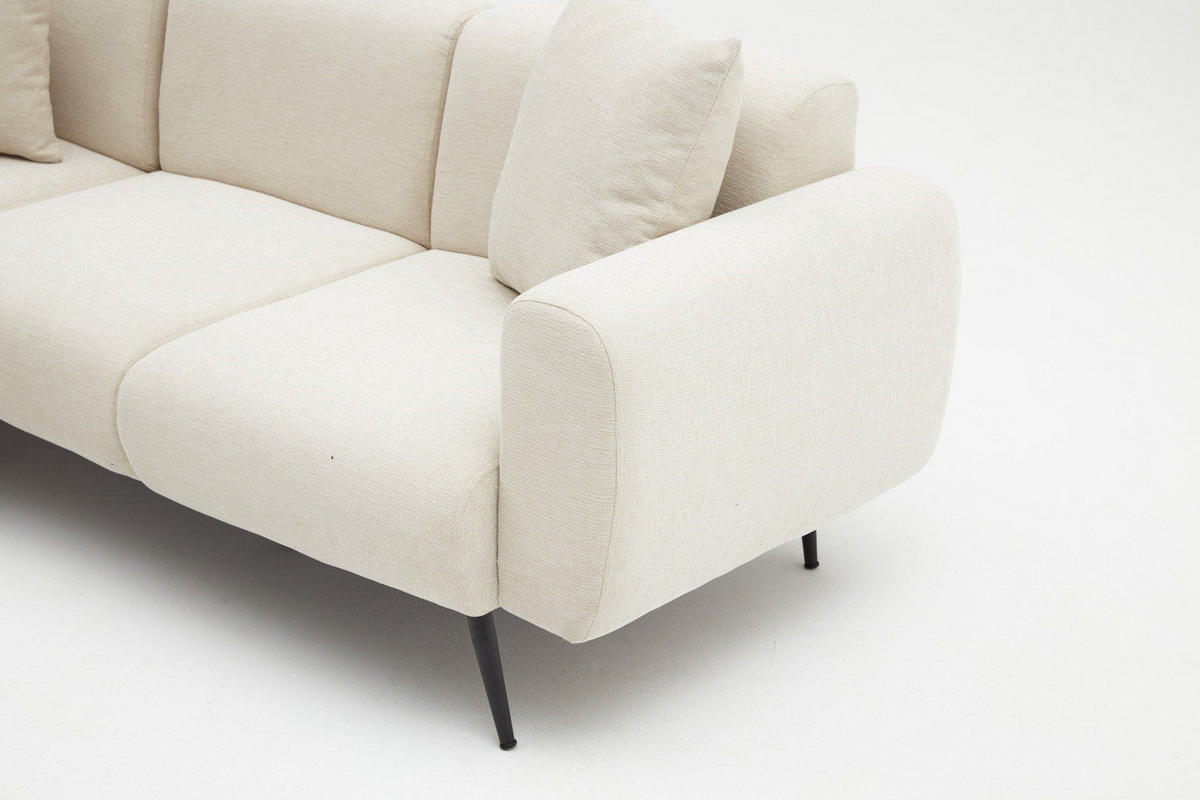 ECKSOFA beidseitig montierbar, Bouclé-Design - Beige/Creme, Holz/Textil (252/158cm) - myHomelando