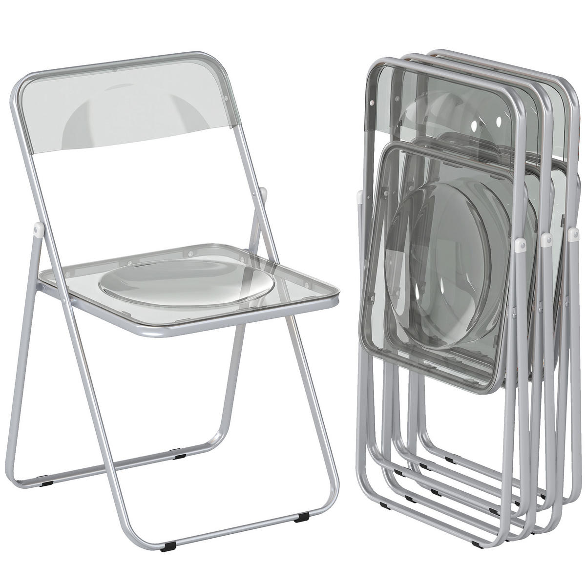 KLAPPSESSEL Grau 4 Stück - Grau, Kunststoff (47/75/48cm) - GiPP