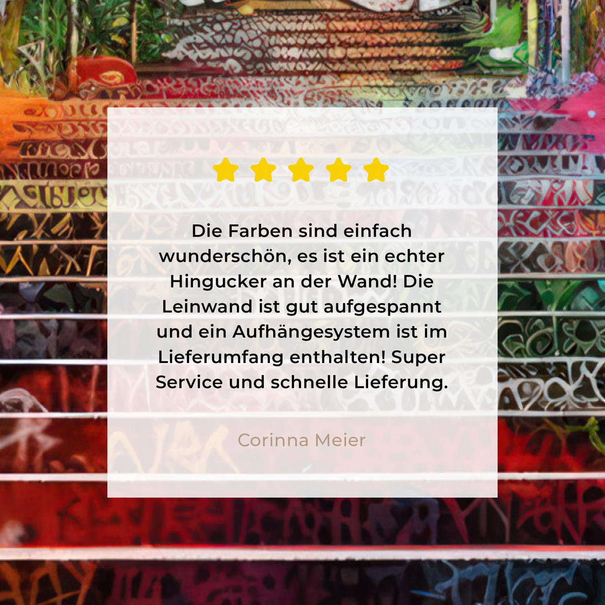 LEINWANDBILD Treppe - Graffiti - Farben - Kunst Deko XXL 80x120 cm - Multicolor, Textil (80/120cm) - MuchoWow