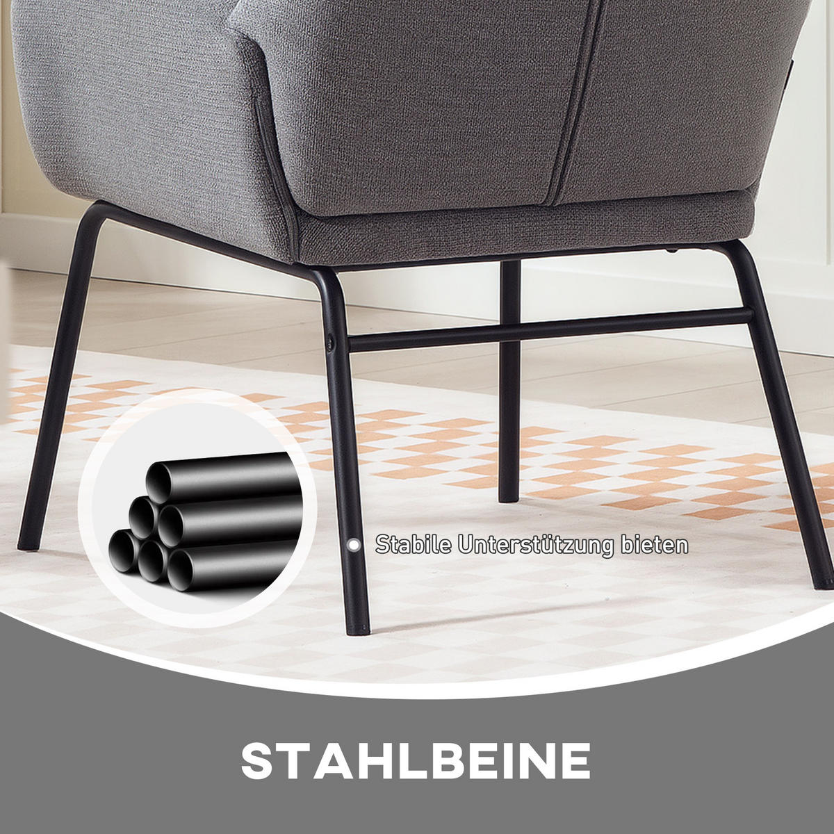 OHRENSESSEL Wohnzimmer Sessel Loungesessel Relaxsessel mit hoher Rückenlehne - Dunkelgrau, Textil (70/103.5/74.5cm) - HOMCOM