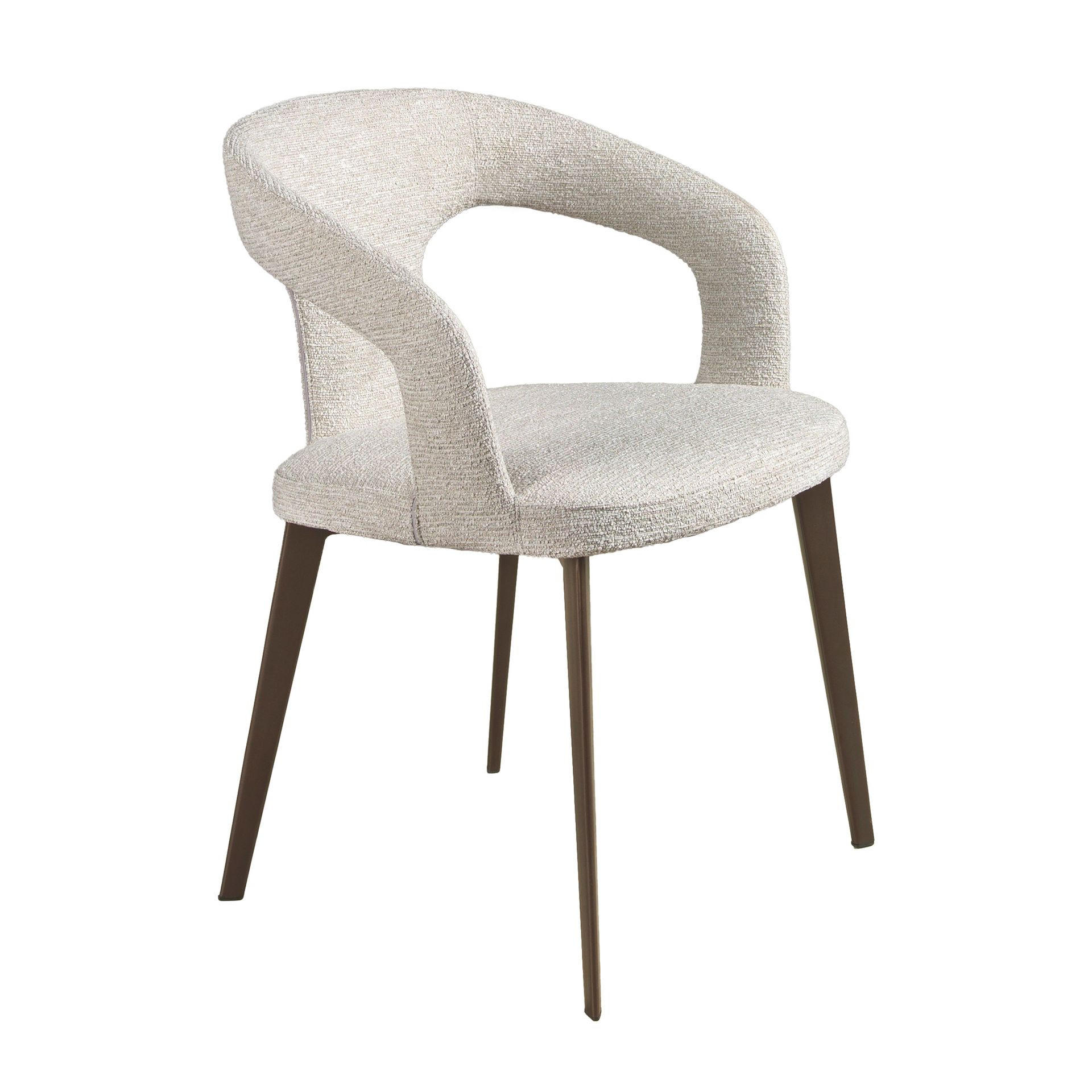 STUHL asymmetrisch Off-white Braun 55/58/77 cm - Weiß, Textil/Metall (55/77/58cm) - ANGEL CERDA