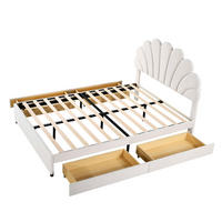 KINDERBETT 140/200 cm DE-01844, in Beige, mit blütenförmigem Kopfteil und 4 Schubladen - Beige, Metall (140/200cm) - ComfortXL