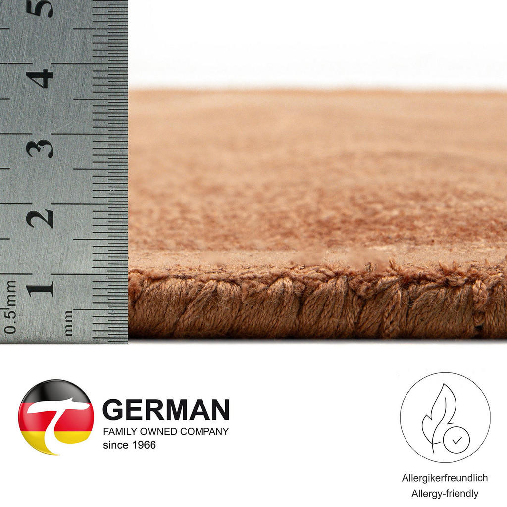 Thumbnail - Theko Viskoseteppich, Kupfer, Textil, Uni, Rund, 120x120 cm, Teppiche & Böden, Teppiche, Naturteppiche