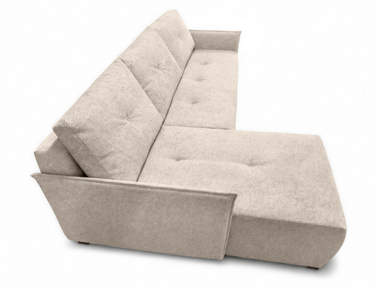 ECKSOFA L Form Damascus Beige 212/143/88 cm Links mit Schlaffunktion - Beige/Schwarz, Kunststoff/Textil (143/212cm) - AX Living