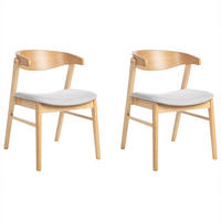 ESSZIMMERSTUHL 2er Set Stoff Hellbraun/Grau Lilly - Braun/Grau, Holz/Textil (49/73/59cm) - Beliani