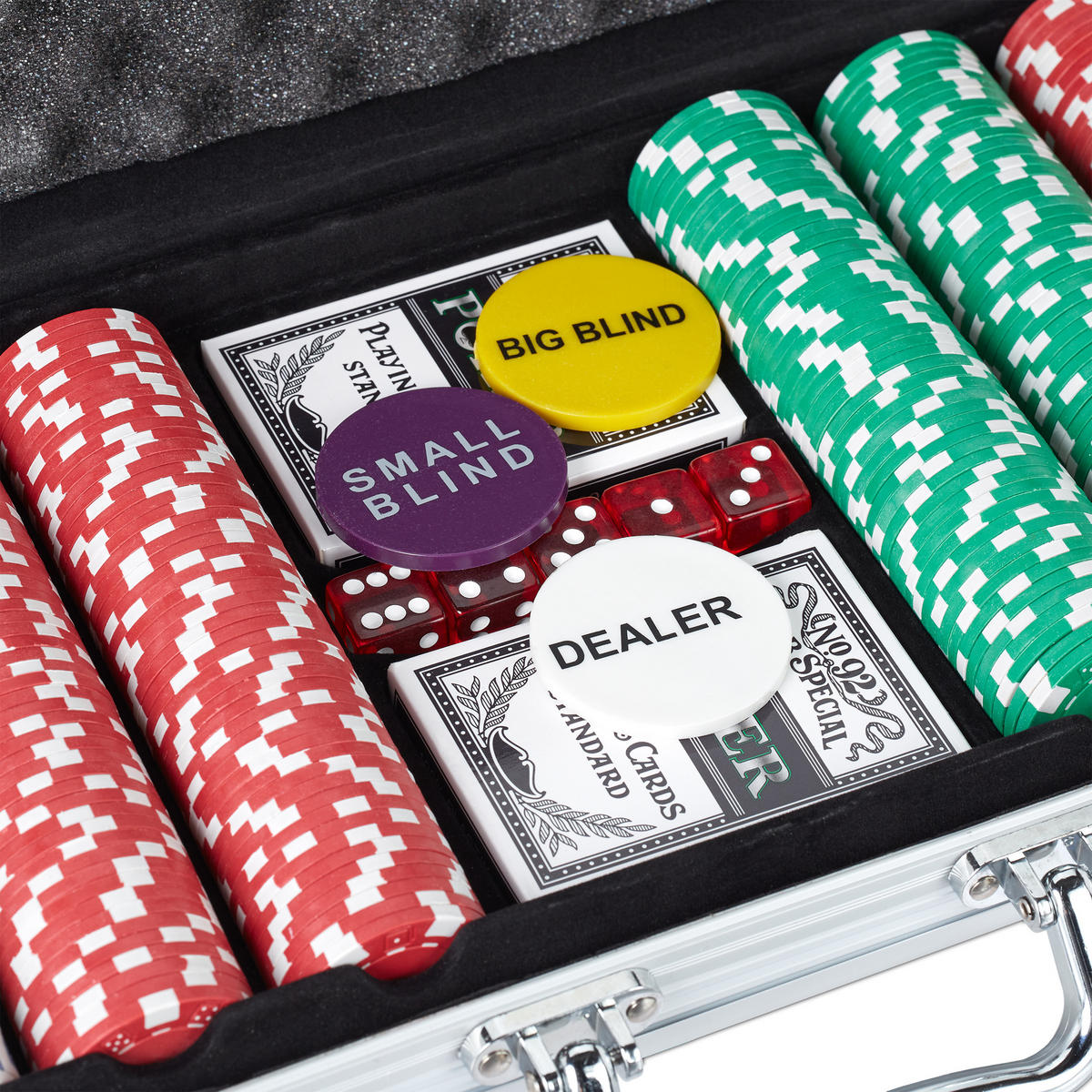 POKERKOFFER - Silberfarben, Kunststoff/Metall (56.5/6.5cm) - Relaxdays