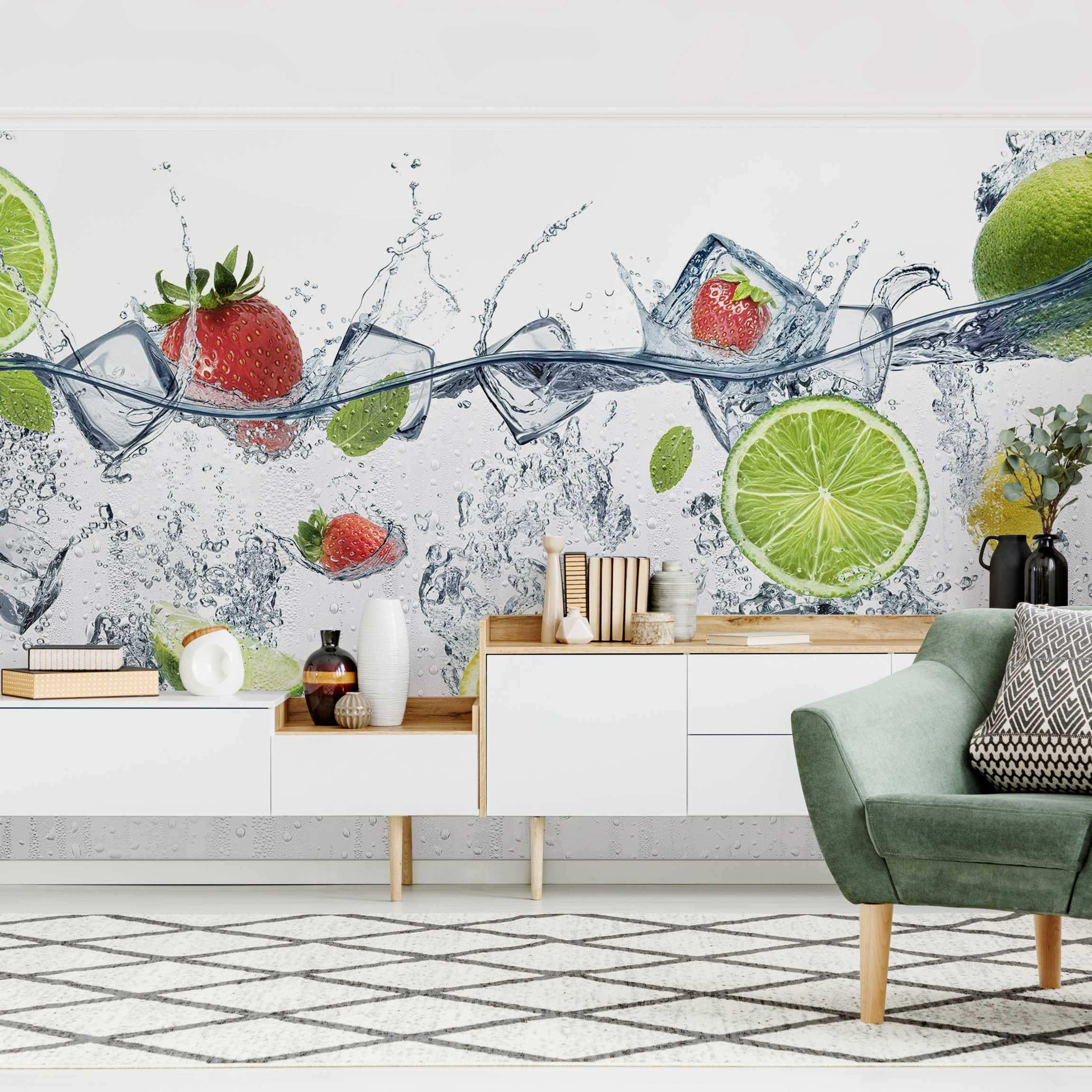 FOTOTAPETE Frucht Cocktail 288/190 cm - Weiß, Papier (288/190cm) - Bilderwelten