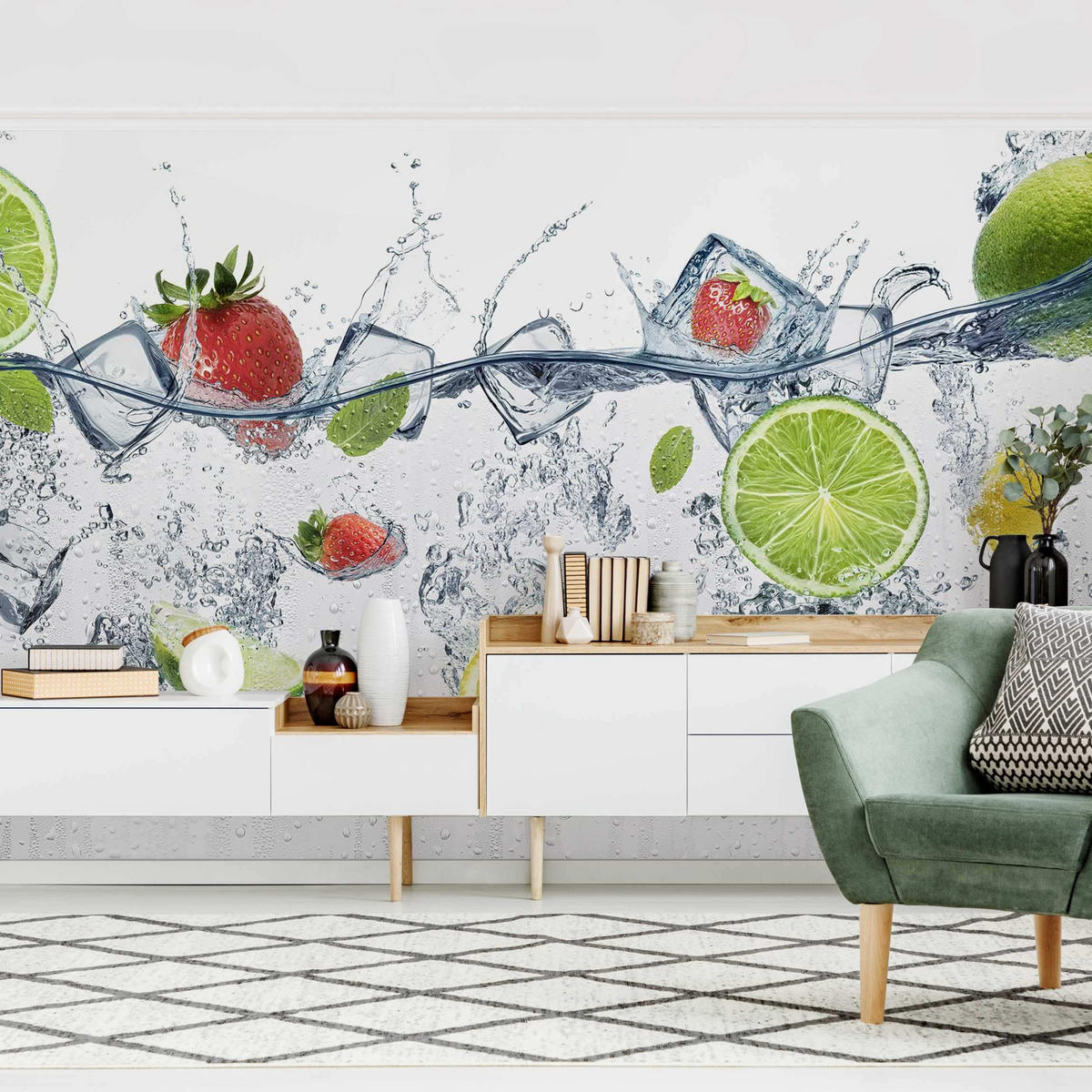 FOTOTAPETE Frucht Cocktail 288/190 cm - Weiß, Papier (288/190cm) - Bilderwelten