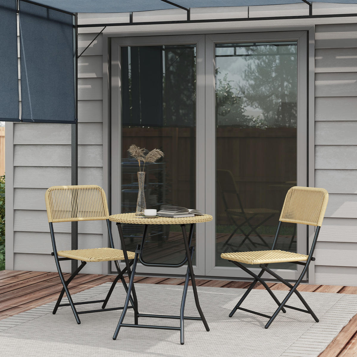 GARTENMÖBEL Set, Stahl, PE Rattan, Gelb - Gelb, Metall - Outsunny