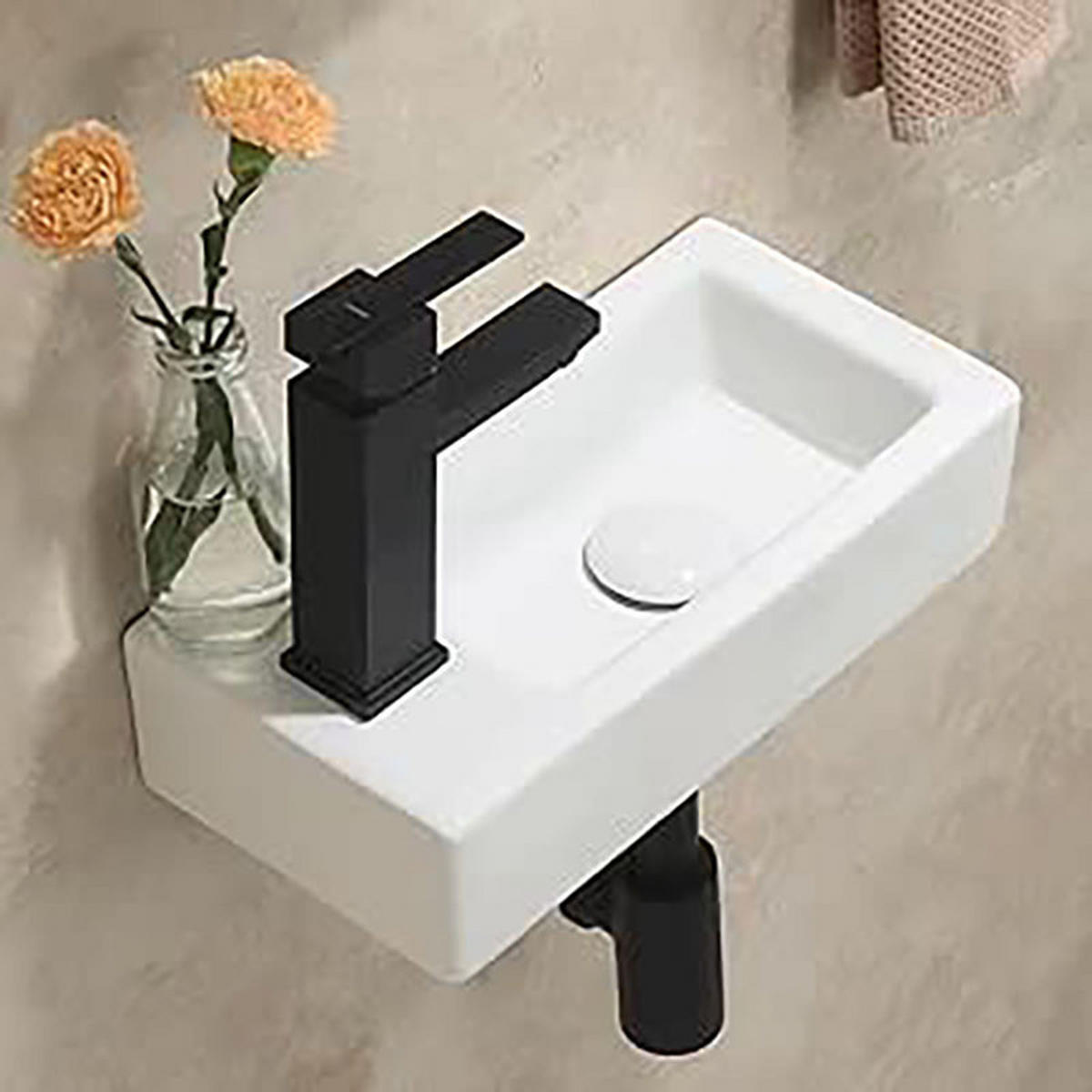 WASCHBECKEN Rechteckiges 370 x 185 x 90 mm - Weiß, Keramik (37/9/18cm) - HOROW