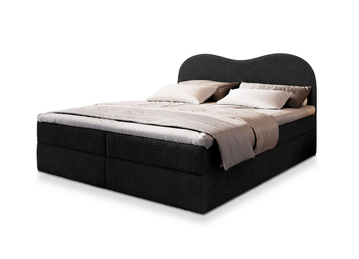 POSTEL BOXSPRING FLUVIA 140x200 cm, s matrací a úložným prostorem, černá - černá, kompozitní dřevo/textil (140/200cm) - MASSENO