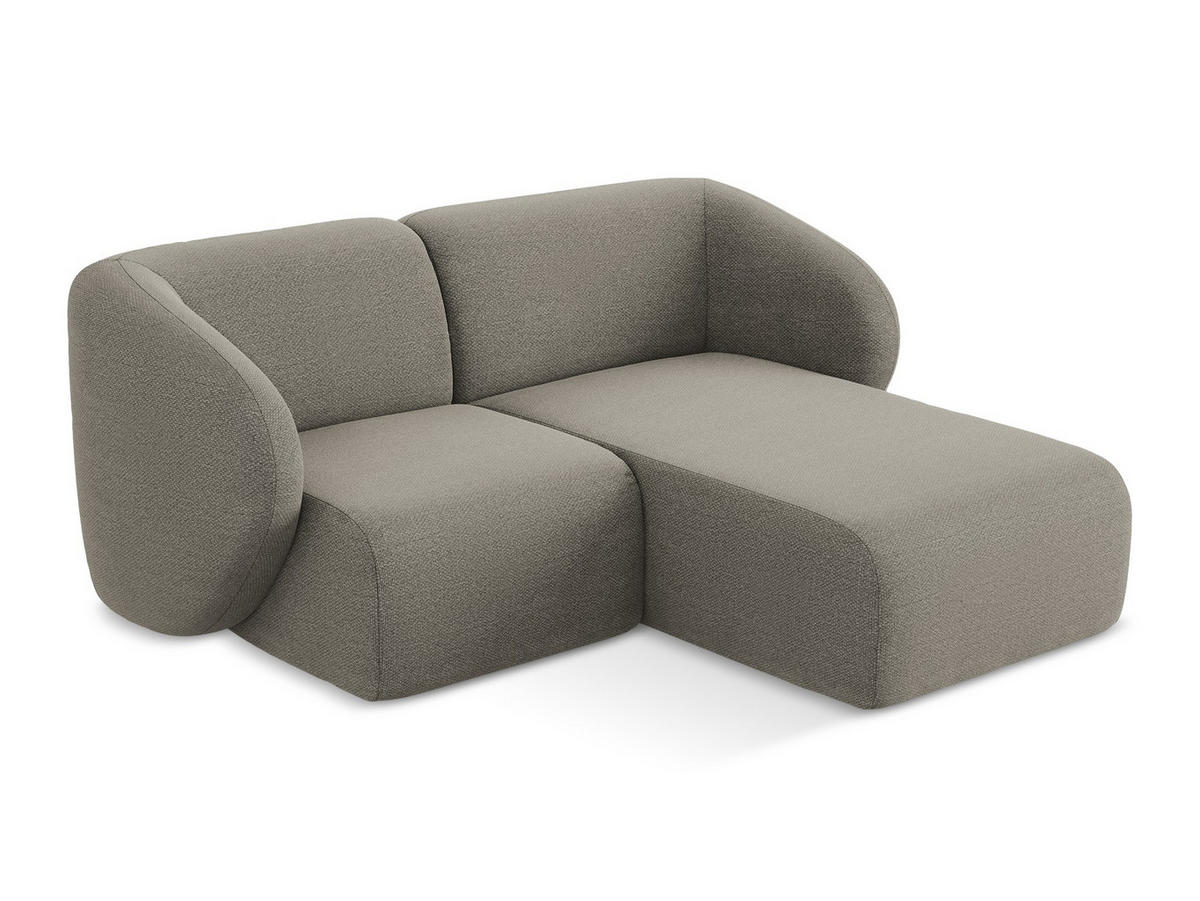 ECKSOFA Rechts Bouclé Stoff Grau - Schwarz/Grau, Holzwerkstoff/Kunststoff (178/166cm) - Makamii