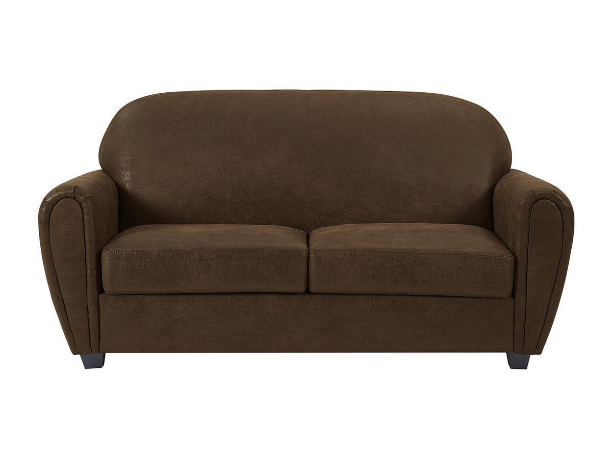 CLUBSOFA 3-Sitzer - Microfaser - Braun - VICTORY III - Braun, Textil (170/89/91cm) - Vente-Unique
