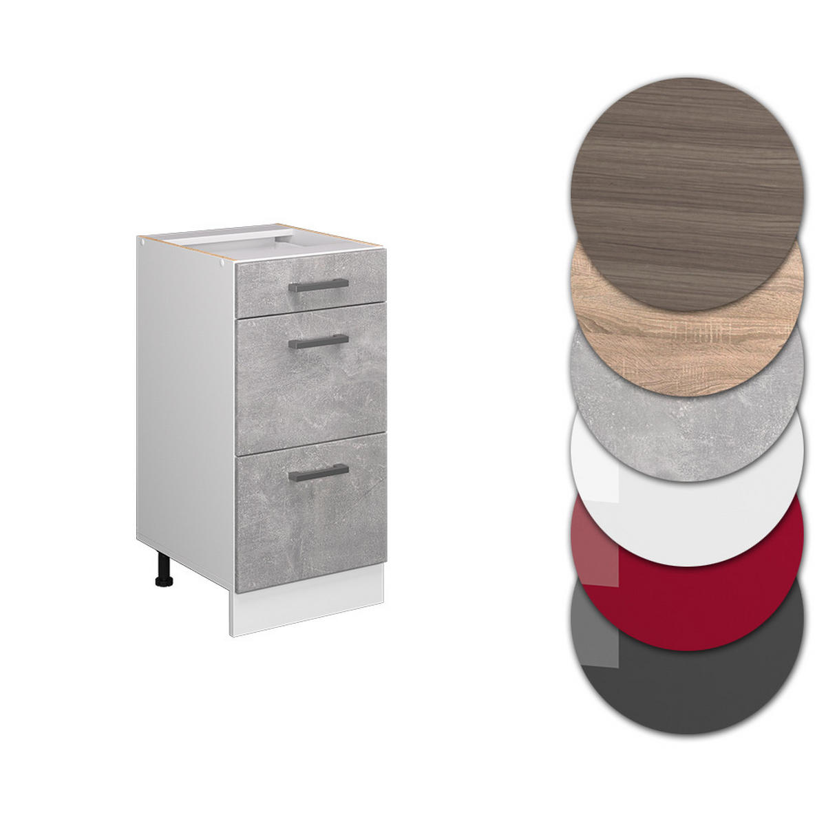 KÜCHENUNTERSCHRANK R-Line Beton 40 cm mit Schubladen, ohne AP - Schieferfarben/Hellgrau, Holzwerkstoff (40/81.6/46cm) - Vicco