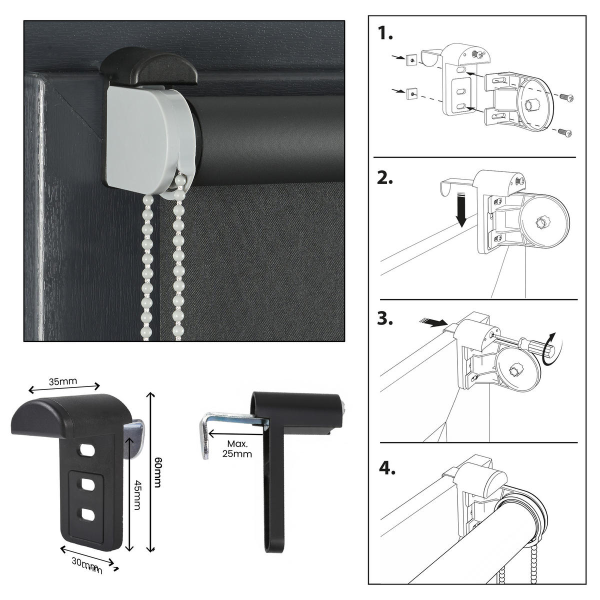 VERDUNKELUNGSROLLO Moon Easyfix Schwarz 45x180 - Schwarz, Kunststoff (45/180/1cm) - STORESDECO