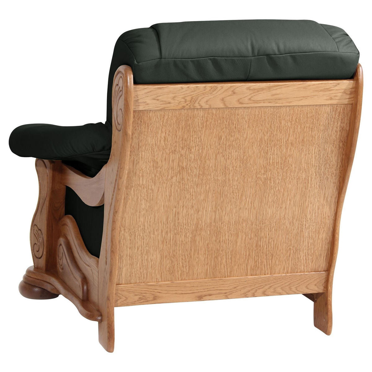 SESSEL Katlin Bezug Echtleder Eiche rustikal P43 / dunkelgrün - Dunkelgrün, Leder (104/95/95cm) - 58aufmkessel