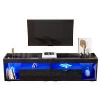 LOWBOARD 180/40/46 cm aus Spanplatte mit LED-Beleuchtung und 2 Schubladen Schwarz - Schwarz, Holzwerkstoff (180/46/40cm) - Modenvie