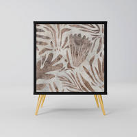 SIDEBOARD PASSING TIME, Schwarz, 57,5x42x75,5 cm, Goldfarbene Metallfüße - Goldfarben/Multicolor, Holzwerkstoff/Metall (57.5/75.5/42cm) - SpaceRebels