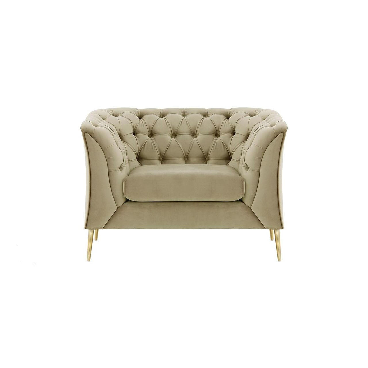 SESSEL Chesterfield Modern-Velluto 3 - Beige, Holz/Textil (106/74/80cm)