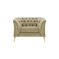 SESSEL Chesterfield Modern-Velluto 3 - Beige, Holz/Textil (106/74/80cm)