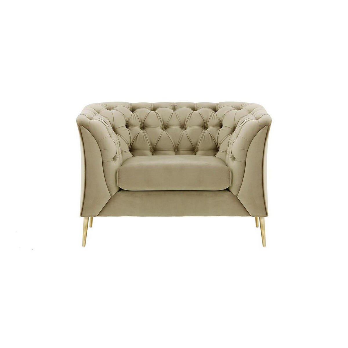 SESSEL Chesterfield Modern-Velluto 3 - Beige, Holz/Textil (106/74/80cm)