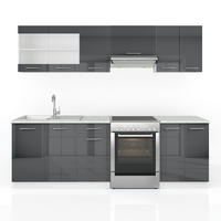KÜCHENZEILE Raul Anthrazit 240 cm, AP Marmor - Anthrazit/Weiß, Holzwerkstoff (240/81.6/60cm) - Vicco