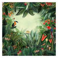 FOTOTAPETE Vintage Bunter Dschungel 240/240 cm - Multicolor, Papier (240/240cm) - Bilderwelten