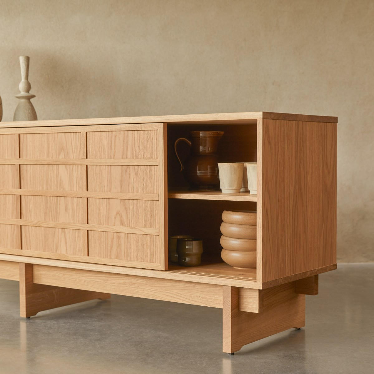 TV-SCHRANK Miu Natur aus Eiche - Naturfarben, Holz (200/70/48cm) - Tikamoon