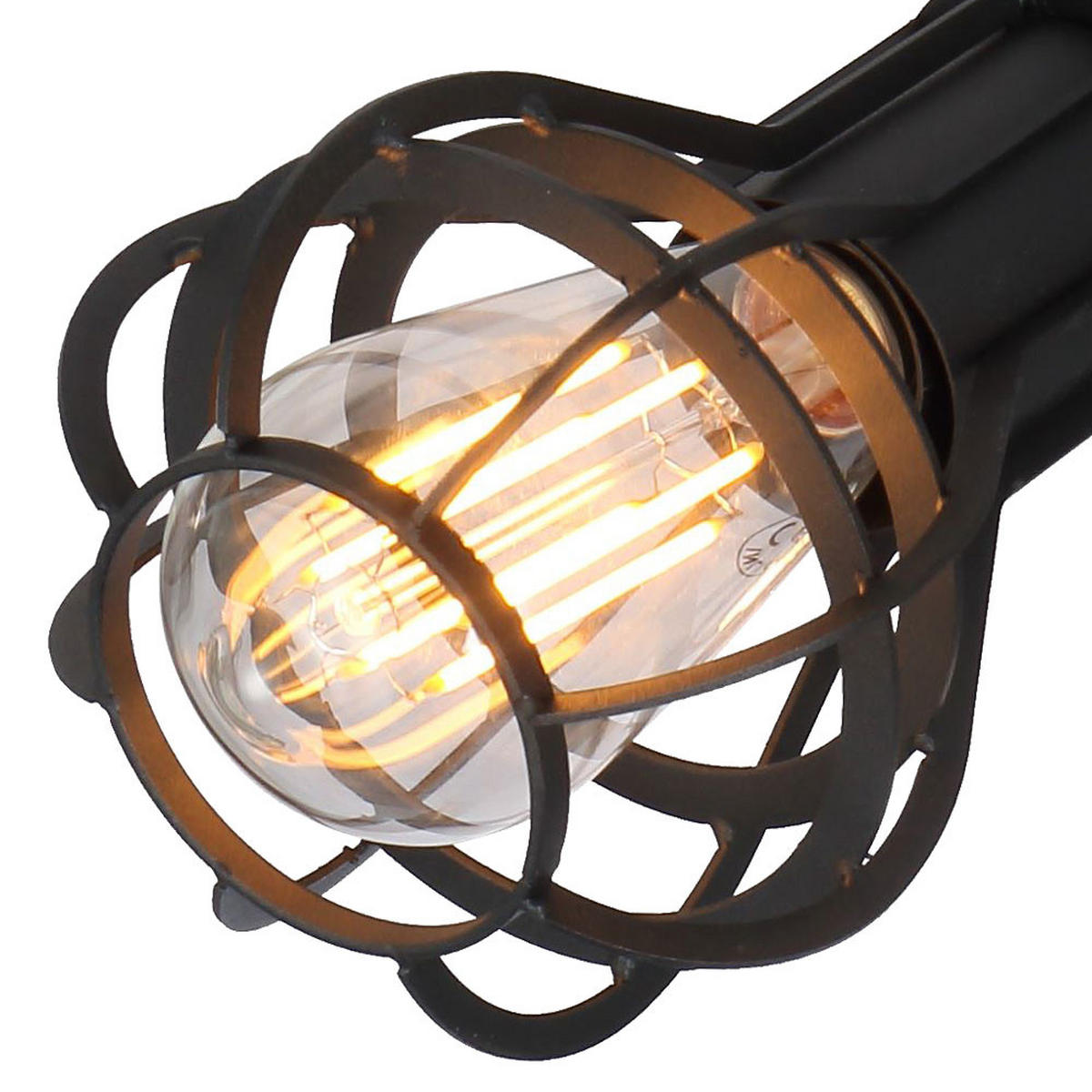 DECKENLEUCHTE Gitteroptik Schwarz-matt - Schwarz, Metall (47/47/25cm) - Globo Lighting